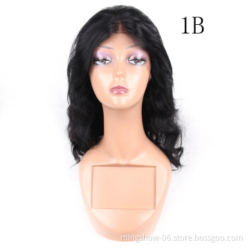 Fast delivery cheap raw hair black 3b curly human frontal wig with bangs